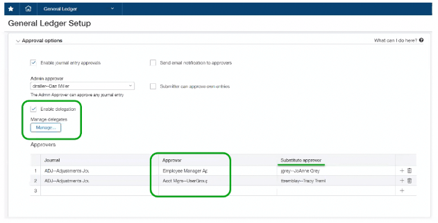 Intacct GL approval routing