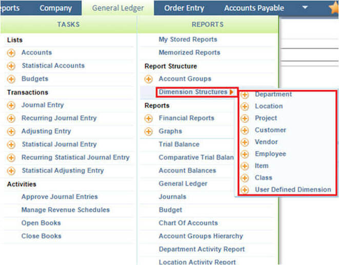 Intacct Dimensions Group Structure
