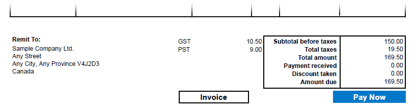 sage 300 pay now button on invoice