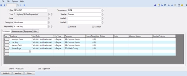 Sage 100 Document Control Daily Field Reports