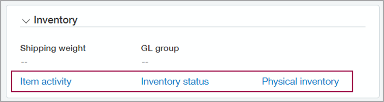 Intacct Inventory Report Links