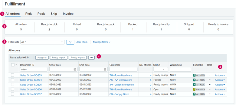 Intacct Inventory Fulfillment Screen