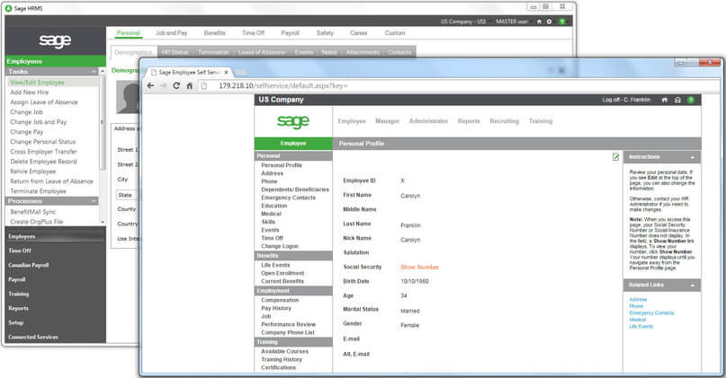 Sage Employee Self Service (ESS) Screenshot